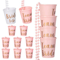 1 x RAW Customer Returns TUIBEIDAMAI shot glasses with chain, JGA cups to hang around, 14 pieces of team bride and bachelorette party cups, shot glass to hang around, for bachelorette party bridal party decoration JGA accessories - RRP €13.99