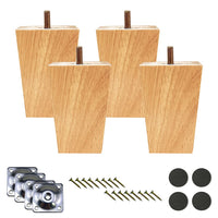 1 x RAW Customer Returns MIRTHBUY Pack of 4 wooden sofa feet, furniture feet, 6 10 cm, wood-colored furniture feet for chairs, sofas and cupboards with screws and washers 48 x 48 x 100 mm  - RRP €22.43