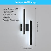 1 x RAW Customer Returns DELIPOP Wall Light LED Indoor Modern, 32W 3600LM Black Wall Lamp LED, Creative Long Parallel Wall Light, Acrylic Wall Lights for Living Room Corridor Stairs, Cool White 6500K, Black - RRP €27.99