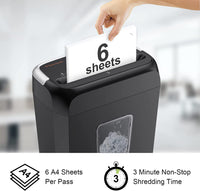 2 x RAW Customer Returns Bonsaii 6 Sheet Cross Cut Paper Shredder C237-B  - RRP €69.5