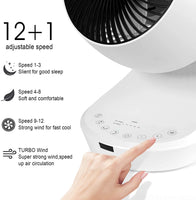 1 x RAW Customer Returns MYCARBON Fan Quiet 20dB DC Motor 12 Speeds 8h Timer Table Fan with Remote Control 3D Air Circulator Fan Turbo Fan for Office Living Room Bedroom - RRP €99.99