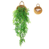 1 x RAW Customer Returns ANZOME Artificial Hanging Plants with Wooden Basket, 107cm Artificial Hanging Plants in Pots for Office Kitchen Garden Party Wall Decoration Bamboo Leaf  - RRP €19.99