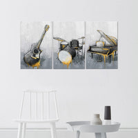 1 x RAW Customer Returns ZHONGYUTONG 3-Piece Music Wall Art Print with Frame Guitar Piano Drum Musical Instrument Picture Canvas Poster Vintage Painting for Classroom Decoration 40 x 60 cm x 3 Pieces  - RRP €62.81