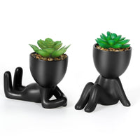 1 x RAW Customer Returns Dremisland 2 Pack Artificial Plant with Black Ceramic Pot Artificial Succulents Mini Fake Plants Fake Succulent Decorative Plants for Bathroom Aesthetic Shelf Table Decoration Bookshelf - RRP €21.99