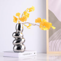 1 x RAW Customer Returns XIAOMAGG Home Decor Ceramic Vase Flower Vases for Modern Rustic Wedding Living Room Table Centerpiece Creative Egg Shape Vase Silver Plated  - RRP €21.3