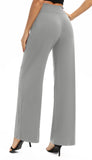 1 x RAW Customer Returns EXCHIC Women s Solid Color Loose Straight Cut Palazzo Pants High Waist Stretchy Lounge Pants with Pockets M, Light Gray  - RRP €27.98