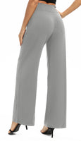 1 x RAW Customer Returns EXCHIC Women s Solid Color Loose Straight Cut Palazzo Pants High Waist Stretchy Lounge Pants with Pockets XL, Light Gray  - RRP €27.98