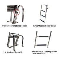 1 x RAW Customer Returns MiiR Bathing Ladder Boat Pool Ladder Stainless Steel 4-Step Pool Ladder with Non-Slip Steps for Yacht Deck Swimming Pool Jetty Load Capacity 200 kg - RRP €195.04