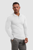 1 x RAW Customer Returns Muscle Cmdr Men s Muscle Polo Shirts Slim Fit, Stretch Short Sleeve Sport Tennis Golf Basic T-Shirt, Long Sleeve Shirt Men White S  - RRP €24.35