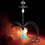 1 x RAW Customer Returns NOBLE HOOKAH HOOKAH 100cm 4 connections aluminum shisha set with LED light, 4 hoses, glass base, molasses catcher - RRP €115.96