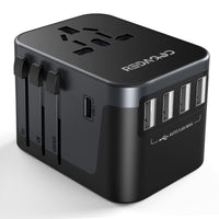 3 x RAW Customer Returns Travel adapter worldwide 224 countries 28W Fast Charge Universal Travel Adapter with 4 USB ports Type C and AC socket adapter Universal adapter for Germany USA England Thailand Italy Australia - RRP €65.97