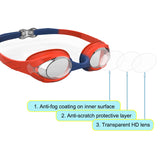 1 x RAW Customer Returns SWAUSWAUK Swimming Goggles Kids - Children Swimming Goggles for Boys Girls 4-12 Years, Swimming Goggles Kids Anti Fog Waterproof Red Blue, Transparent  - RRP €11.74