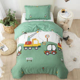 1 x RAW Customer Returns Sacebeleu children s bed linen 135x200cm boys car cotton green excavator motifs children s bed linen duvet cover and pillowcase 80x80cm with zipper - RRP €33.16