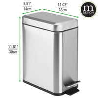 1 x RAW Customer Returns mDesign rectangular pedal bin with 5 l capacity compact waste bin with inner bucket for bathroom, bedroom or office modern wastepaper basket made of metal and plastic marble colour - RRP €29.2