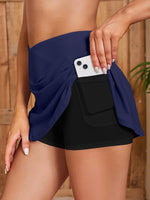 1 x RAW Customer Returns SHEKINI Swimming Shorts Women s Bathing Skirt Elegant Bikini Skirt Swimwear Short Skirt Built-in Bikini Bottoms Casual Sports Skirt Swimming Skirt Beach Bikini M, Dark Blue  - RRP €28.07