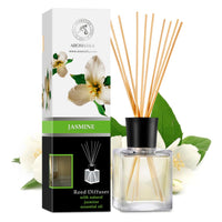 1 x RAW Customer Returns Room Fragrance Diffuser Jasmine 200ml - Natural Essential Jasmine Oil - with 10 Rattan Sticks - Air Freshener Room Freshener for Home - Boutique - SPA - Aromatherapy - RRP €18.69