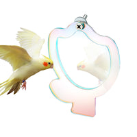 1 x Brand New Budgie Bird Mirror Bird Toy - Acrylic Bird Tulip Shape Hanging Mirror Parrot Accessories For Bird Cage With Screws For Macaw, Parakeet, Cockatiels, 1 Piece - RRP €20.4