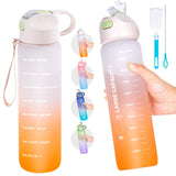 20 x Brand New QCQHDU Drinking Bottle 1L, Sports Water Bottle with Straw Timemaker, Water Bottle with Bottle Brush and Filter, Leak-Proof, Cycling, Office and School Orange  - RRP €179.8