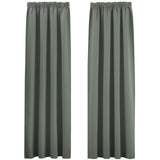 1 x RAW Customer Returns PONY DANCE Opaque curtains with ruffle tape, set of 2, H 260 x W 140 cm, thermal curtain, cold protection, winter curtains, opaque ruffle tape, extra long curtains and curtains for the living room, grey-green - RRP €48.35