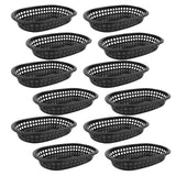 1 x RAW Customer Returns DOITOOL Quick Serving Baskets, 12 Pack Black Bread Baskets for Serving - 9 in Oval Food Baskets Reusable Hot Trays - Dog for Charcuterie - RRP €30.32