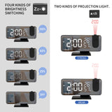 1 x RAW Customer Returns Alarm clock with projection radio alarm clock, digital projection alarm clock with USB port, 7.5 inch large mirror LED display, snooze dual alarm, FM radio, 4 display brightness with automatic dimming function black  - RRP €31.53