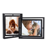 1 x Brand New EXYGLO set of 2 360 rotating picture frames 20 x 25 cm with double glass, white photo frame wooden frame for vertical or horizontal display on the table - RRP €27.89