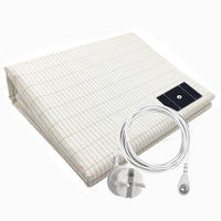 1 x RAW Customer Returns RIQINXIN Breathable Earthing Bed Sheet 152 x 203 cm Grounding Mat with Silver Fiber Organic Cotton with Ground Connection Cord Soft Sleep Therapy Beige - RRP €67.55