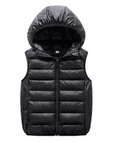 1 x RAW Customer Returns Ommda Quilted Vest Boys Girls Winter Jacket Warm Lightweight Hooded Vest Outfit Bodywarmer Quilted Sleeveless Jacket Black 13-15 Years - RRP €29.75