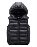 1 x RAW Customer Returns Ommda Quilted Vest Boys Girls Winter Jacket Warm Lightweight Hooded Vest Outfit Bodywarmer Quilted Sleeveless Jacket Black 13-15 Years - RRP €29.75