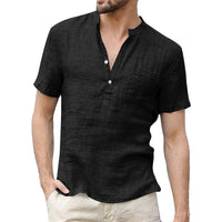 1 x Brand New Men s shirt short sleeve linen shirt men s summer cotton casual shirt shirt men s shirt - RRP €20.9