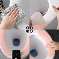 1 x RAW Customer Returns MDDC 8 Pack Washable Toilet Seat Cushion, Self-Adhesive Toilet Seat Cover, Universal Washable Toilet Seat, Plush Toilet Seat Cover, Repeatable, Suitable for Bathroom, Home, Travel - RRP €30.0