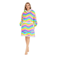 3 x Brand New YORDET Blanket Hoodie, Oversized Sweatshirt, Portable Fleece Blanket, Adult Sleeve Blanket, Soft Warm, Full Body TV Blanket Polyester Fiber, Rainbow Stripes  - RRP €57.6