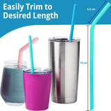 2 x RAW Customer Returns Flathead Straight Reusable Silicone Straws Set of 10 - Compatible with a 20-Ounce Tumbler - Comes with a Straw Brush for Cleaning - RRP €19.6