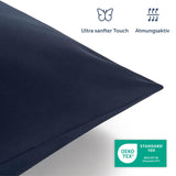 1 x RAW Customer Returns Blumtal bed linen 200x220 cm 2 pillowcases 40x80 cm - duvet covers made of breathable microfiber, super soft duvet cover set, Oeko-Tex certified, 3-piece - dark blue - RRP €27.22