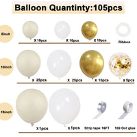 25 x Brand New QIUQI 18th Birthday Decoration Beige, 18 Year Decoration Birthday, Decoration 18th Birthday Girl Boy, White Gold Beige Balloon and HAPPY BIRTHDAY Banner for Birthday Party - RRP €367.25