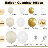 25 x Brand New QIUQI 18th Birthday Decoration Beige, 18 Year Decoration Birthday, Decoration 18th Birthday Girl Boy, White Gold Beige Balloon and HAPPY BIRTHDAY Banner for Birthday Party - RRP €367.25