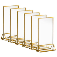 1 x RAW Customer Returns AMEITECH Table Display Stand 10x15cm,4x6 Clear Picture Frames with Gold Edges and Vertical Stand,Double Sided Table Menu for Wedding Table Numbers,Pack of 6 - RRP €24.49