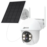 1 x RAW Customer Returns ANRAN 2K HD Outdoor Surveillance Camera Battery WiFi, 360 Swivel Dome Camera with Solar Panel, PIR Human Detection, Colored Night Vision, 2-Way Audio, Q01 White - RRP €70.58