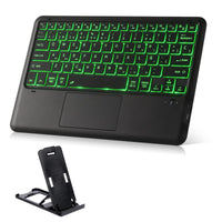 1 x RAW Customer Returns KOOCHUWAH K12 Bluetooth Keyboard with Touchpad 11 Colors Backlit Spanish Layout Bluetooth 3.0 Rechargeable 650mAh Compatible with Windows Android iOS Keyboard with Stand  - RRP €35.69