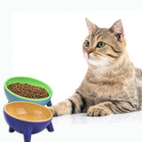 11 x Brand New Double Cat Bowl, Raised Cat Bowls with 15 Tilt Angle, Pet Bowl, Water and Food Supply Green Yellow  - RRP €202.07