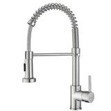 1 x RAW Customer Returns DAYONE kitchen faucet with extendable shower, high pressure, kitchen faucet 360 rotatable, stainless steel spiral spring faucet, sink mixer, 2 spray modes, single lever kitchen mixer tap, brushed nickel - RRP €45.06