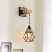 1 x RAW Customer Returns minifair Rattan Wall Light, Wall Lamp with 1.6m Cable, Vintage Lampshade with Hemp Rope, E27 Bracket Kit for Bedroom, Kitchen, Balcony, Hallway - RRP €33.61