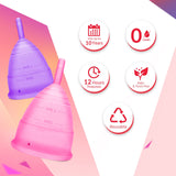 60 x Brand New LEASEN Set of 4 Menstrual Cups in Medical Silicone Without Latex and Additives, Comfortable, Ecological, Safe, Soft Menstrual Cup, SIZE M SIZE L, 4 Units - RRP €1825.2