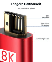 1 x RAW Customer Returns JSAUX 8K HDMI Cable 1meter 2 Pack, HDMI 2.1 Cable 48Gbps Highspeed HDMI Cable, 4K 120Hz 144Hz, 8K 60Hz, HDCP 2.2 2.3, HDR 10, eARC Compatible with Laptop Monitor UHD TV PS5 PS4 Dolby -Red - RRP €19.44