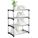 1 x RAW Customer Returns OLYREO Small Shoe Rack with 4 Tiers, Stackable Shoe Rack Metal Shoe Cabinet for Entrance Closet for Space-Saving Storage - RRP €22.99