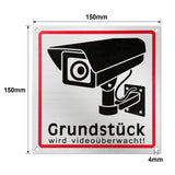 1 x RAW Customer Returns LAIWOO Attention video surveillance sign 15x15cm video surveillance - warning sign - information sign for camera surveillance - aluminum composite warning notice for indoors and outdoors - RRP €9.96