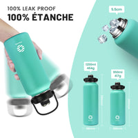 1 x RAW Customer Returns Fjbottle Stainless Steel Drinking Bottle with Straw 950ML 1200ML BPA-Free Leak-Proof Water Bottle - Sports Bicycle Thermo Bottle Thermos for Sparkling Water, School, Fitness - RRP €19.99