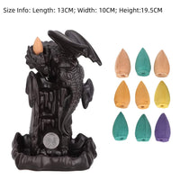 1 x RAW Customer Returns Ceramic Incense Fountain, Backflow Waterfall Dragon Incense Holder Aromatherapy Ornament Home Decor with 9 Backflow Incenses 2 with LED  - RRP €20.68