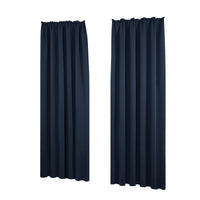 1 x RAW Customer Returns Deconovo Blackout Curtains with Gathering Tape Thick Thermal Curtains, 138x140 cm Height x Width , Dark Blue, Set of 2 - RRP €29.71