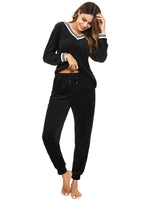 1 x RAW Customer Returns Totatuit Nicki house suit ladies velour tracksuit two-piece fluffy jogging suit for autumn winter sports pants with pocket 625-black XXL - RRP €34.58